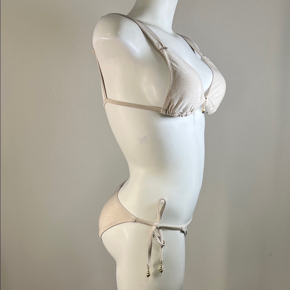 Shade & Shore Ivory Sparkly Bikini Set (XS Top and S Bottom) - Picture 5 of 12
